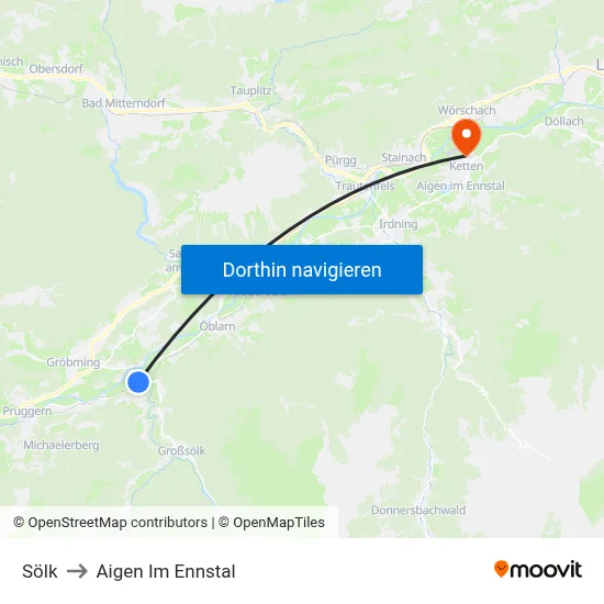 Sölk to Aigen Im Ennstal map