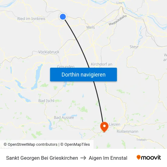 Sankt Georgen Bei Grieskirchen to Aigen Im Ennstal map