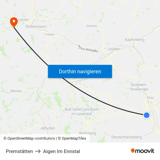 Premstätten to Aigen Im Ennstal map