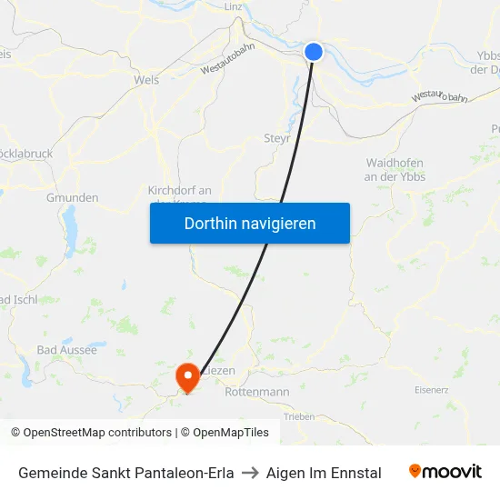 Gemeinde Sankt Pantaleon-Erla to Aigen Im Ennstal map