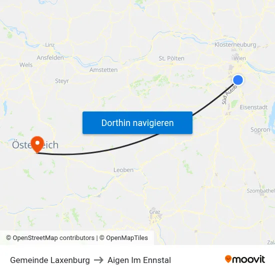 Gemeinde Laxenburg to Aigen Im Ennstal map