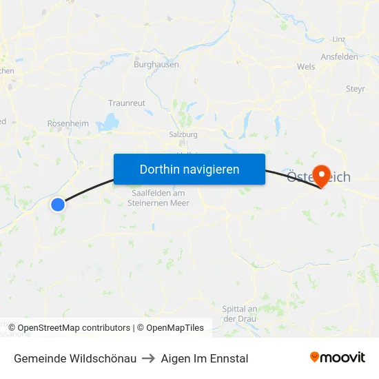 Gemeinde Wildschönau to Aigen Im Ennstal map