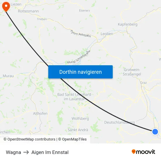 Wagna to Aigen Im Ennstal map