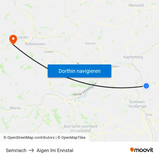 Semriach to Aigen Im Ennstal map
