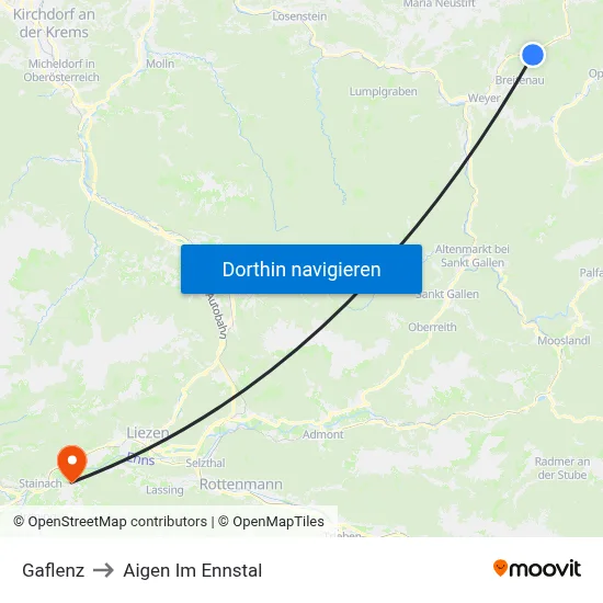 Gaflenz to Aigen Im Ennstal map