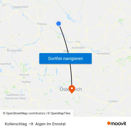 Kollerschlag to Aigen Im Ennstal map