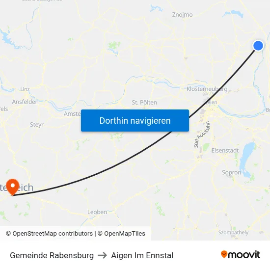 Gemeinde Rabensburg to Aigen Im Ennstal map