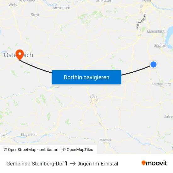 Gemeinde Steinberg-Dörfl to Aigen Im Ennstal map