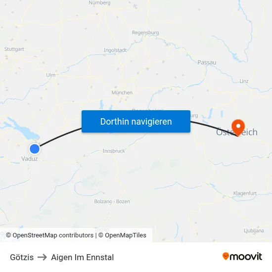 Götzis to Aigen Im Ennstal map