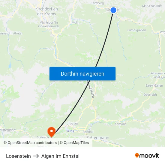Losenstein to Aigen Im Ennstal map