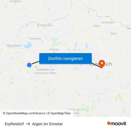 Erpfendorf to Aigen Im Ennstal map