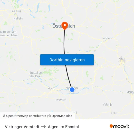 Viktringer Vorstadt to Aigen Im Ennstal map