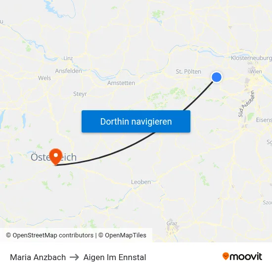 Maria Anzbach to Aigen Im Ennstal map
