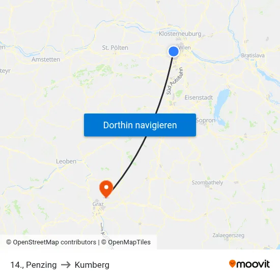 14., Penzing to Kumberg map