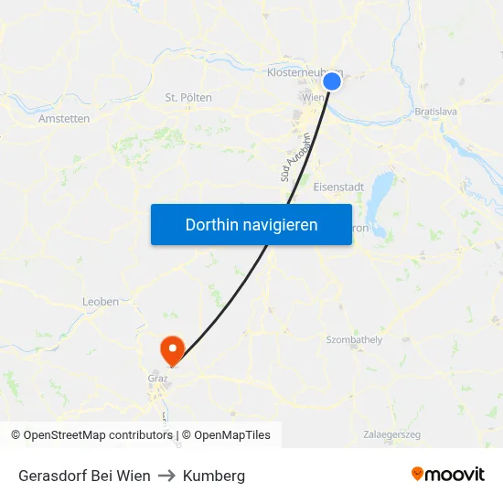 Gerasdorf Bei Wien to Kumberg map