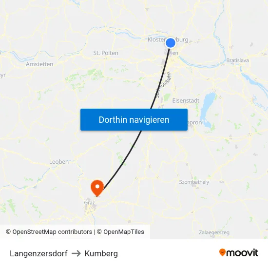 Langenzersdorf to Kumberg map