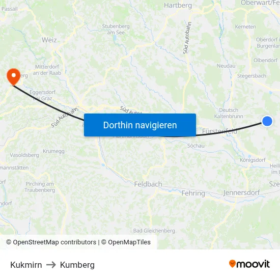 Kukmirn to Kumberg map