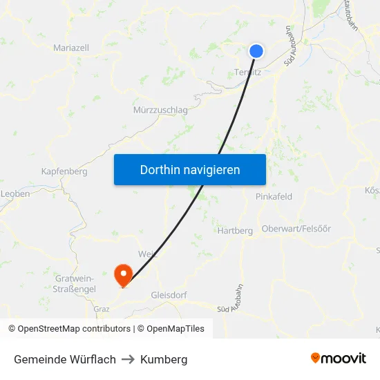Gemeinde Würflach to Kumberg map
