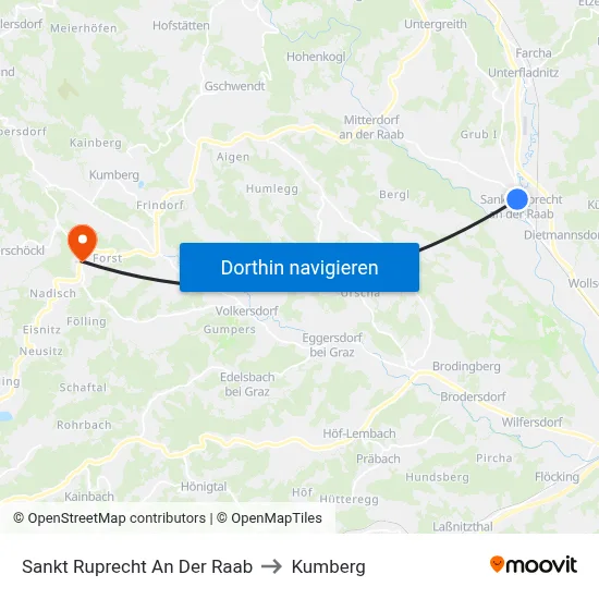 Sankt Ruprecht An Der Raab to Kumberg map