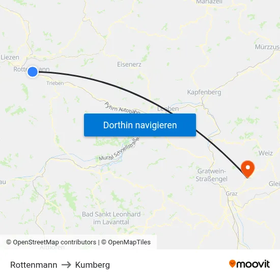 Rottenmann to Kumberg map
