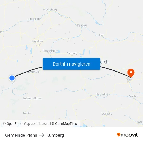 Gemeinde Pians to Kumberg map