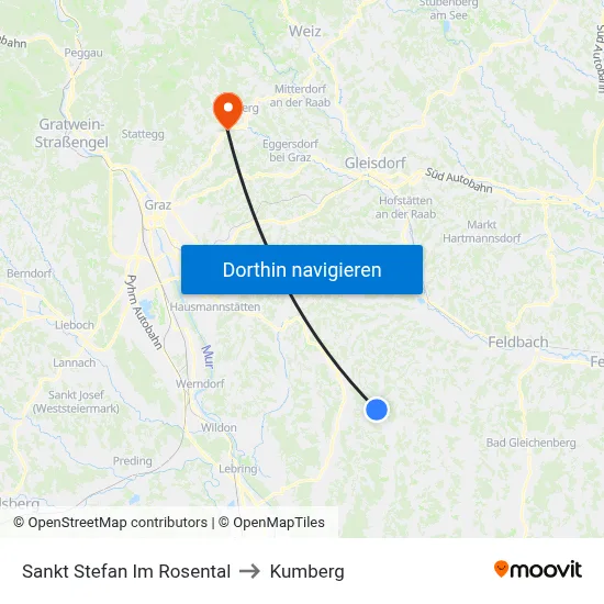 Sankt Stefan Im Rosental to Kumberg map