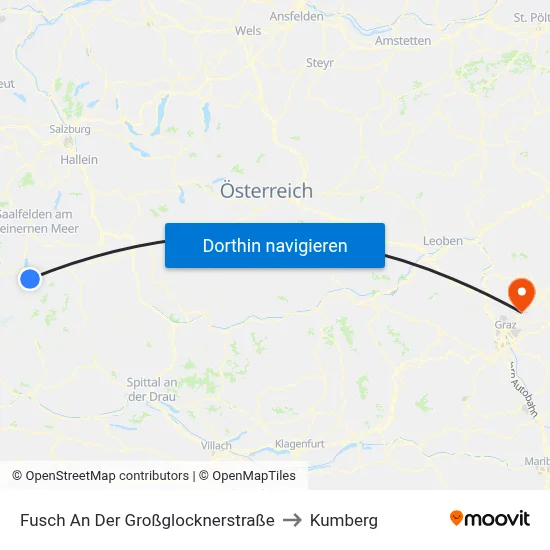 Fusch An Der Großglocknerstraße to Kumberg map