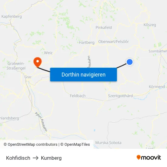Kohfidisch to Kumberg map