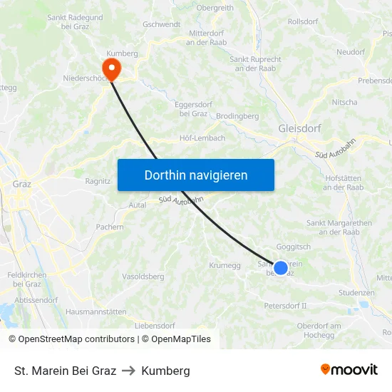 St. Marein Bei Graz to Kumberg map