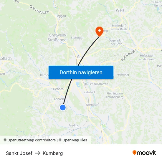 Sankt Josef to Kumberg map