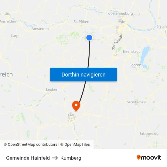 Gemeinde Hainfeld to Kumberg map