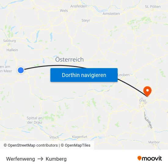 Werfenweng to Kumberg map