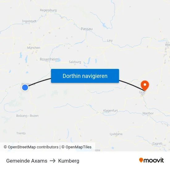 Gemeinde Axams to Kumberg map