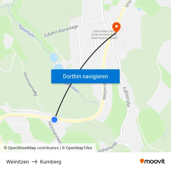 Weinitzen to Kumberg map