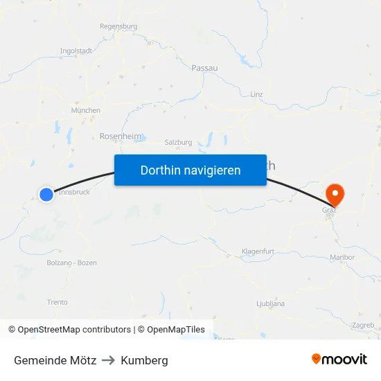 Gemeinde Mötz to Kumberg map