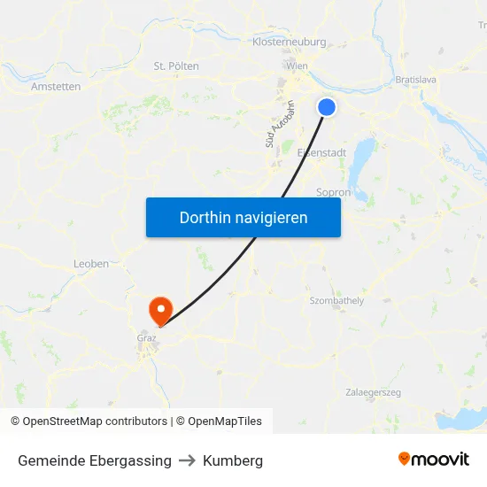 Gemeinde Ebergassing to Kumberg map
