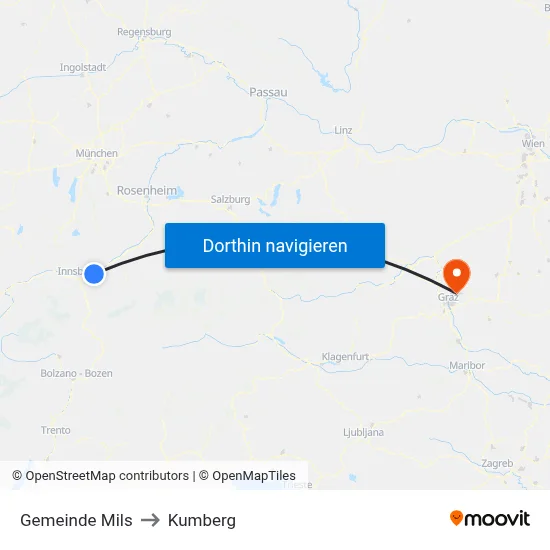 Gemeinde Mils to Kumberg map