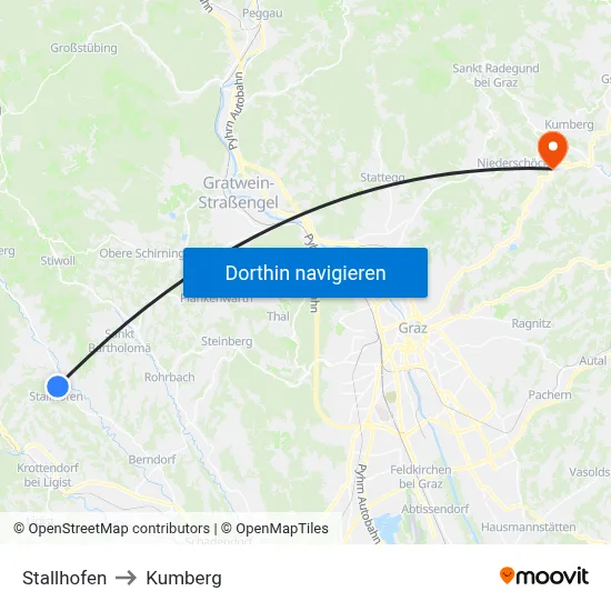 Stallhofen to Kumberg map