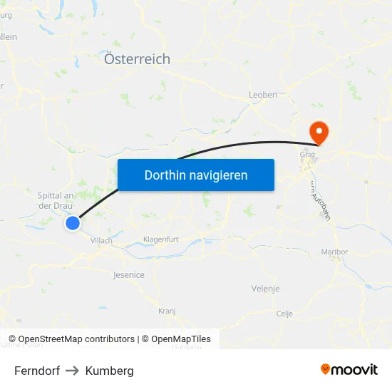 Ferndorf to Kumberg map