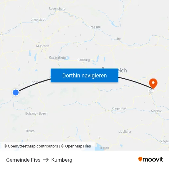 Gemeinde Fiss to Kumberg map