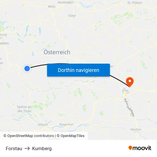 Forstau to Kumberg map