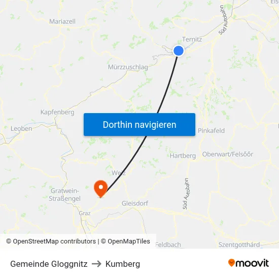 Gemeinde Gloggnitz to Kumberg map