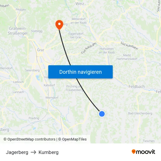 Jagerberg to Kumberg map