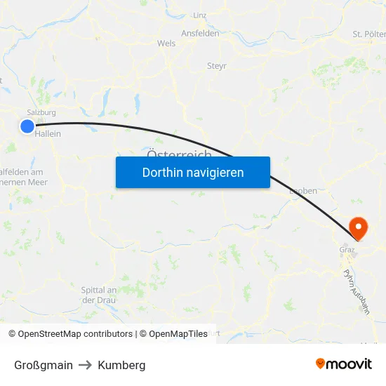 Großgmain to Kumberg map