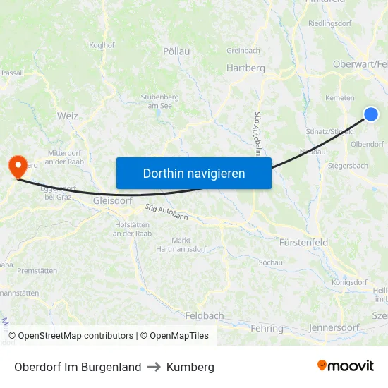 Oberdorf Im Burgenland to Kumberg map