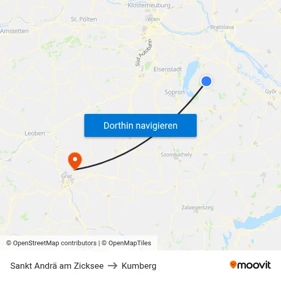 Sankt Andrä am Zicksee to Kumberg map