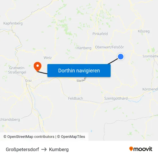 Großpetersdorf to Kumberg map