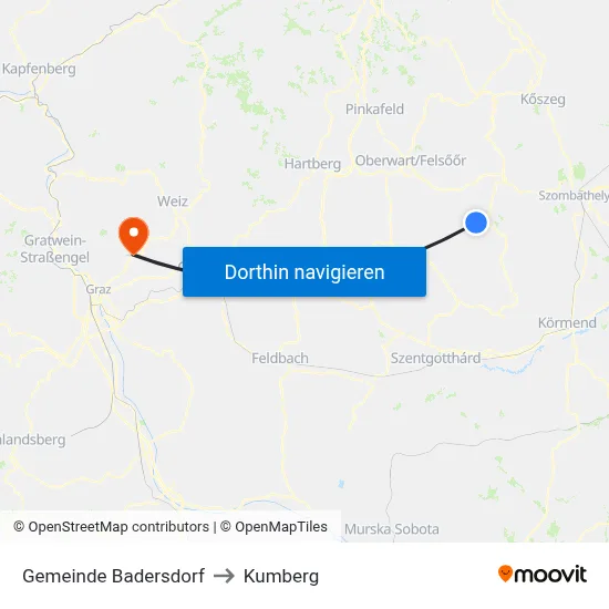 Gemeinde Badersdorf to Kumberg map