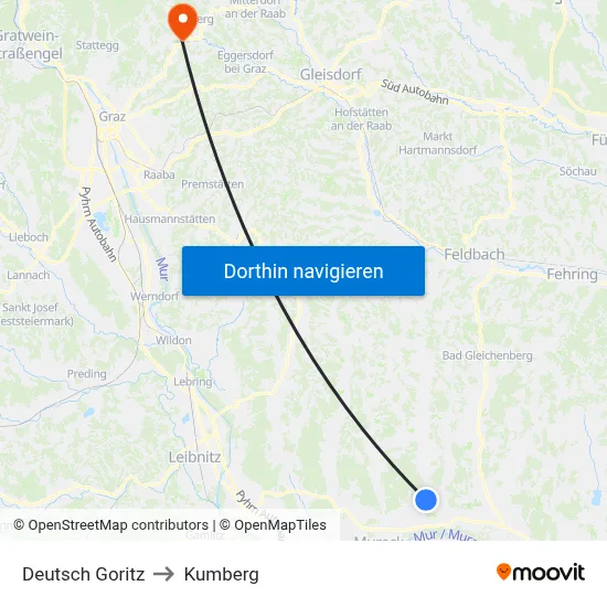 Deutsch Goritz to Kumberg map