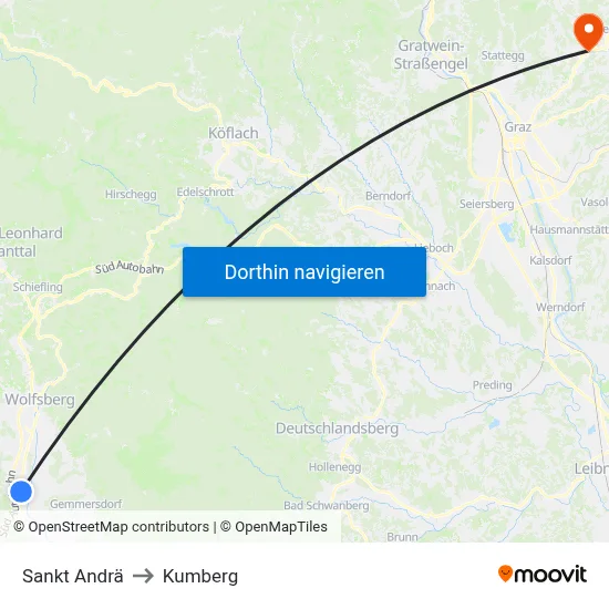 Sankt Andrä to Kumberg map